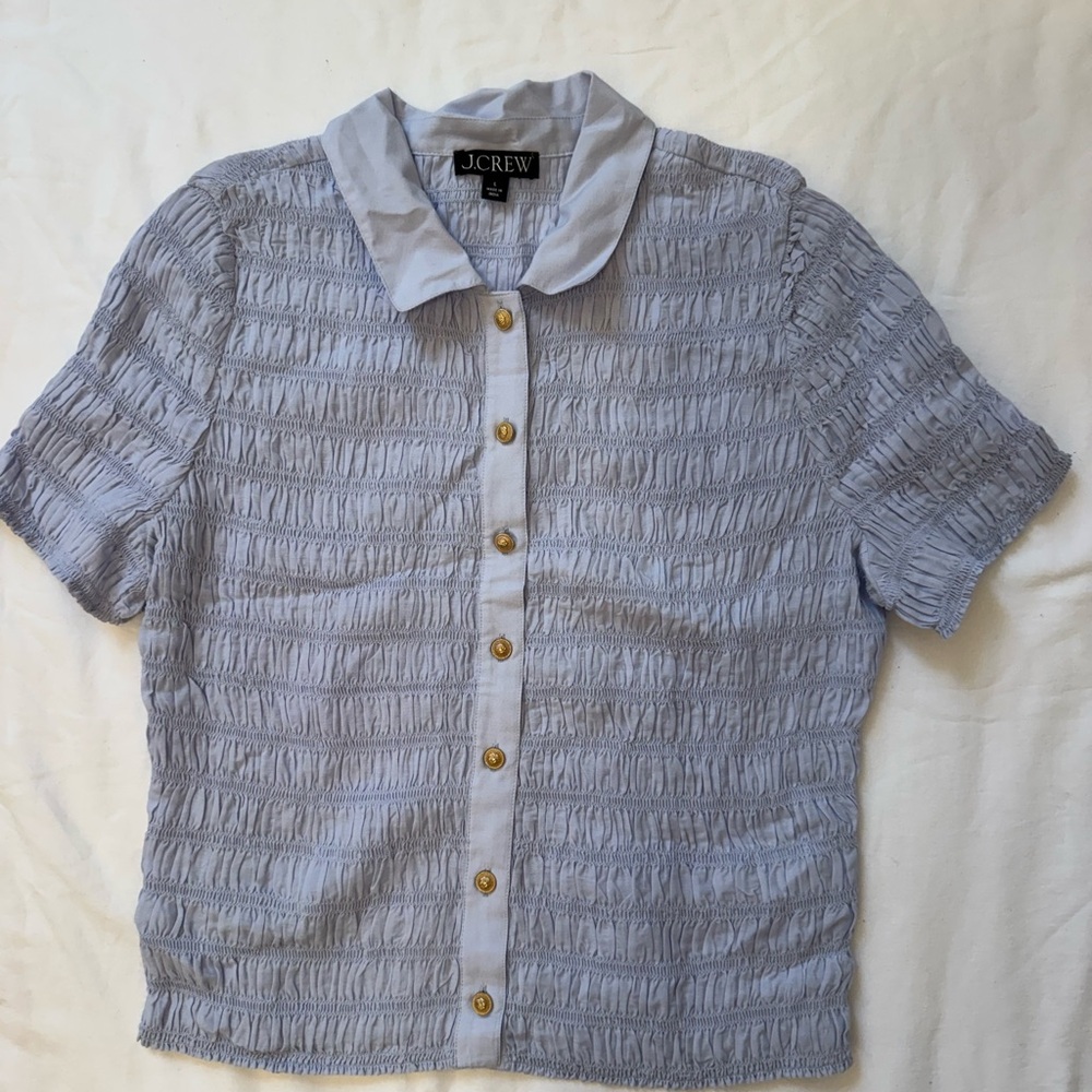 J.Crew Lilac Smocked Button-Up Shirt L